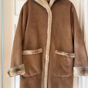 Jones NY Full Length (Knee) Faux Suede and Shearling Coat (M)